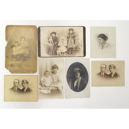 654 - An assortment of 19thC and later monochrome studio portrait photographs, one example by Williams & W... 