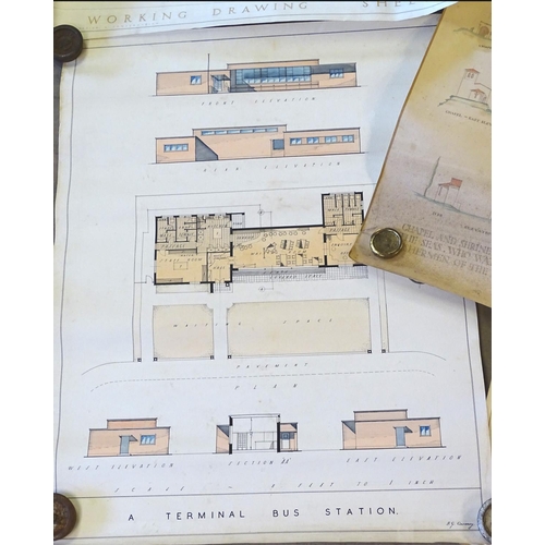 672 - A collection of original architectural drawings / plans by a pupil of the Northern School of Archite... 