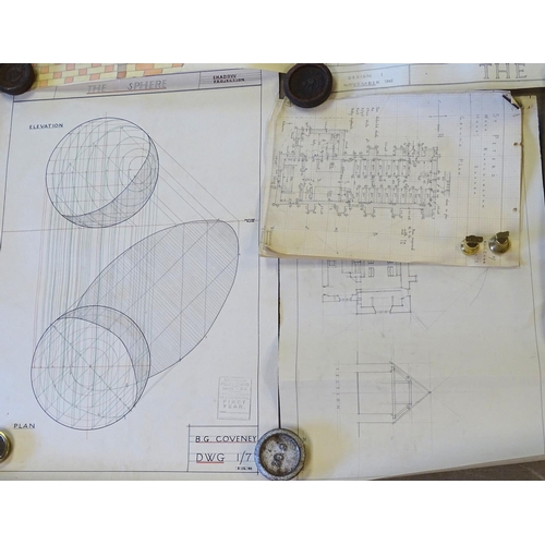 672 - A collection of original architectural drawings / plans by a pupil of the Northern School of Archite... 