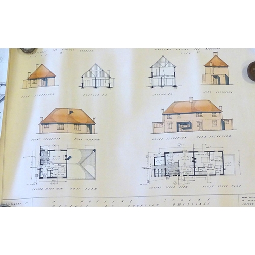 672 - A collection of original architectural drawings / plans by a pupil of the Northern School of Archite... 