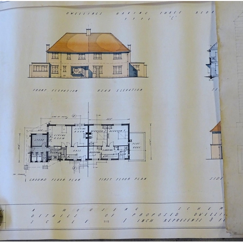 672 - A collection of original architectural drawings / plans by a pupil of the Northern School of Archite... 