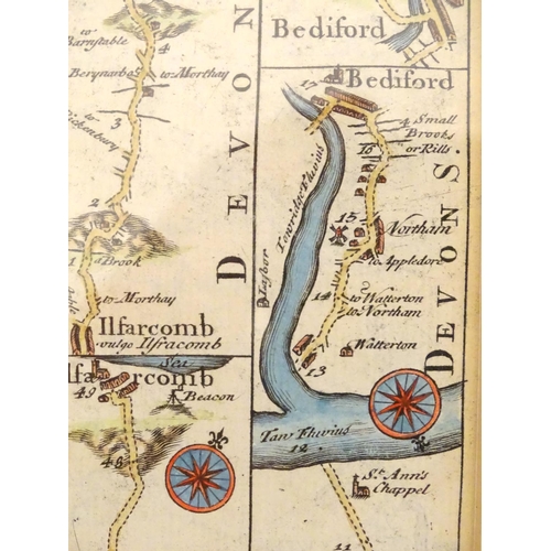 682 - Maps: Two maps of Devon, comprising an 18thC hand coloured road strip map, published in John Owen & ... 