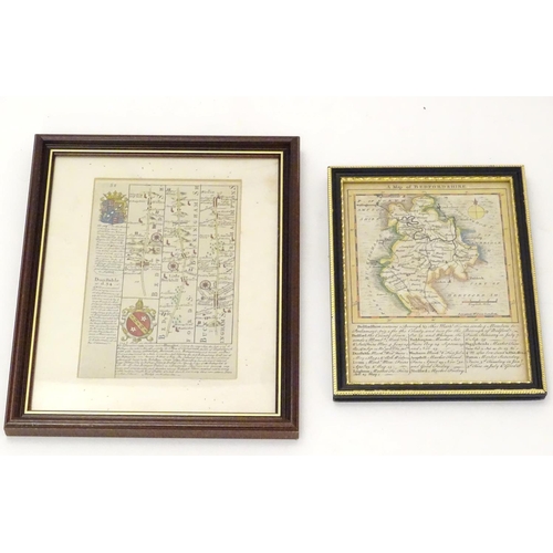 683 - Maps: Two 18thC maps of Bedfordshire, comprising a hand coloured road strip map, published in John O... 