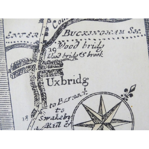 685 - Maps: Three road strip maps, comprising the Road from London to Buckingham after John Ogilby, a hand... 