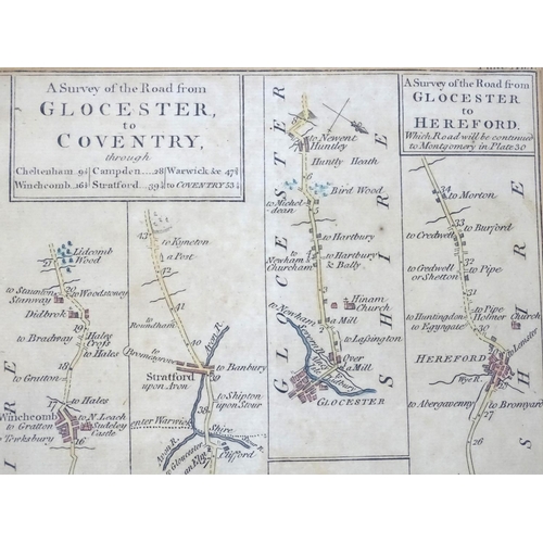 685 - Maps: Three road strip maps, comprising the Road from London to Buckingham after John Ogilby, a hand... 