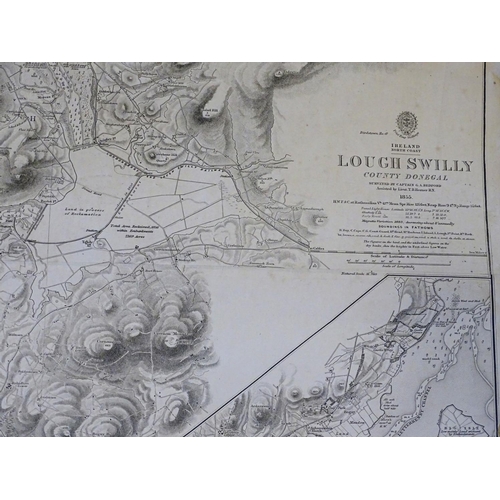 686 - Maps: Three 19thC Admiralty navigational charts, comprising Bantry Bay, County Cork, Ireland, Lough ... 