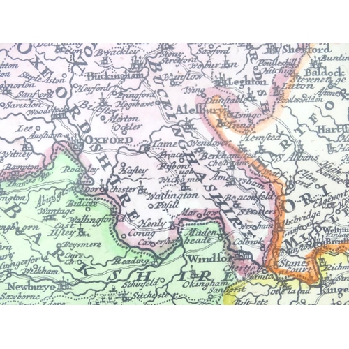 687A - Map: An 18thC hand coloured engraved map of England and Wales by Johann Baptist Homann titled Magnae... 