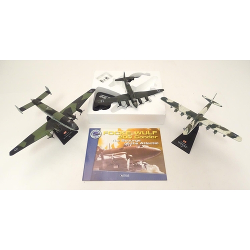 699 - Toys: Three scale models of German WWII military planes / aircraft, comprising Focke Wulf 200C Condo... 