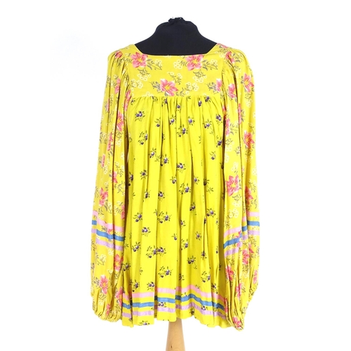 716 - A vintage Jeff Banks, London, smock top in a mustard colour, c1980's. Bust size 38