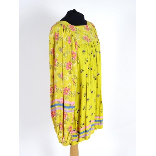 716 - A vintage Jeff Banks, London, smock top in a mustard colour, c1980's. Bust size 38