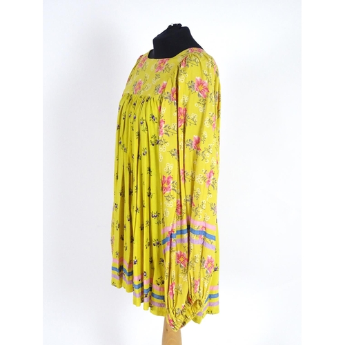 716 - A vintage Jeff Banks, London, smock top in a mustard colour, c1980's. Bust size 38