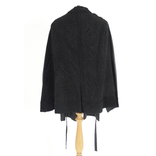 726 - A bespoke vintage black crepe cape, Ladies size small approx.