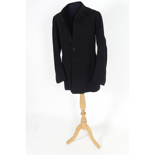 727 - A vintage bespoke mens black wool formal jacket and matching waistcoat. Chest size 38