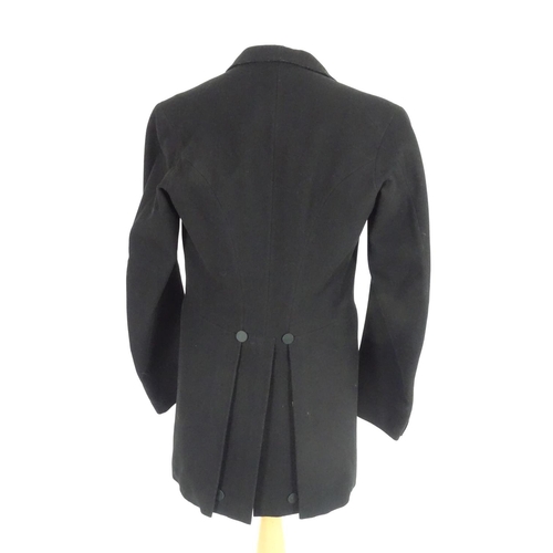 727 - A vintage bespoke mens black wool formal jacket and matching waistcoat. Chest size 38