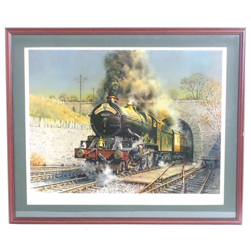 1674 - Terence Cuneo (1907–1996), Limited edition colour print, no. 347/850, King George V, the no. 6000 en... 