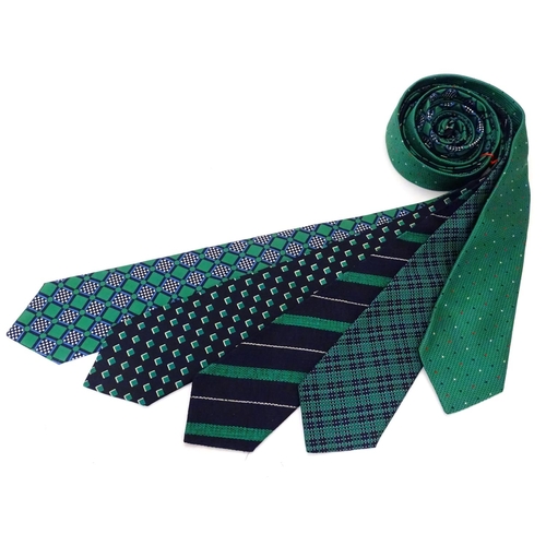 745 - 5 Turnbull & Asser, London silk ties, in green and blue designs. (5)