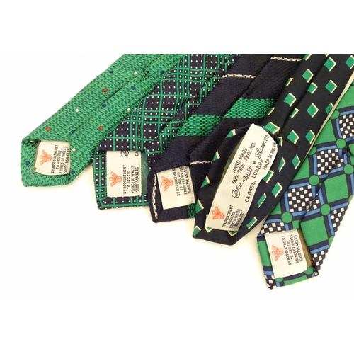 745 - 5 Turnbull & Asser, London silk ties, in green and blue designs. (5)