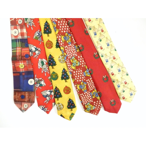 749 - 6 festive silk ties from various retailers including Selfridges, Jonelle, Nordstrom (6)