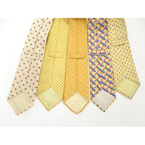 752 - 5 Turnbull & Asser, London silk ties, in yellow, cream, red and blue designs. (5)