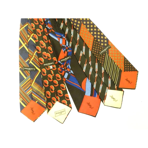 758 - 5 Yves Saint Laurent ,Paris silk ties and cravats in various designs and colours (5)