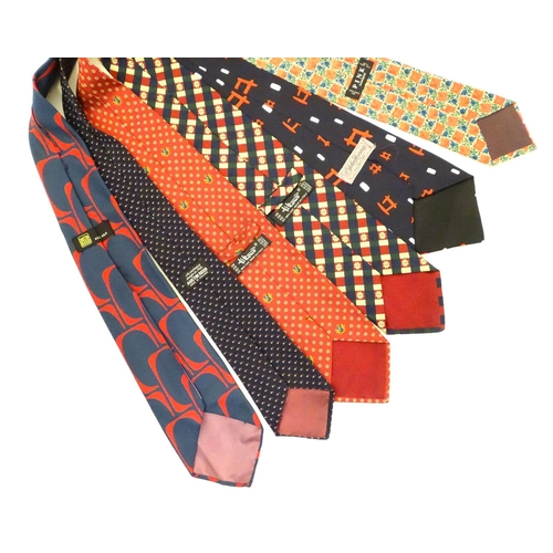 764 - 6 silk ties in navy and reds by Austin Reed, Tittorio, Pink and John Harmer (6)