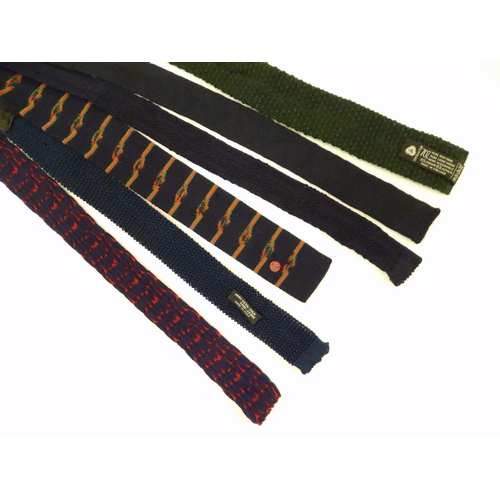 768 - 6 knitted navy, red and green ties from Dunhill of London,  New & Lingwood, Jaeger and others (6)