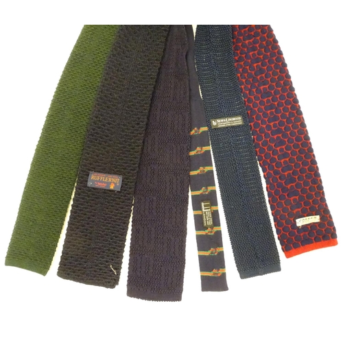 768 - 6 knitted navy, red and green ties from Dunhill of London,  New & Lingwood, Jaeger and others (6)