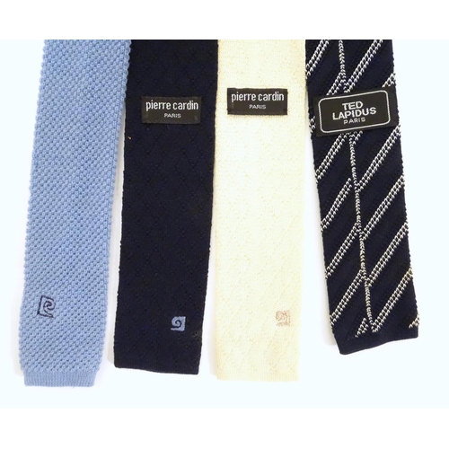 775 - 4 Knitted ties to include, 1 Ted Lapidus, Paris and 3 Pierre Cardin (4)