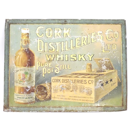 1129 - Advertising Brewiana : A polychrome pictorial tin adverting sing for ' Cork Distilleries Co. Ltd Whi... 