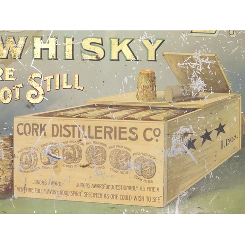 1129 - Advertising Brewiana : A polychrome pictorial tin adverting sing for ' Cork Distilleries Co. Ltd Whi... 