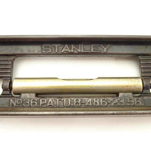 1130 - Vintage Tool : A Stanley spirit level marked No.36 Pat'd 8-4 & 6-26.96. 17 3/4