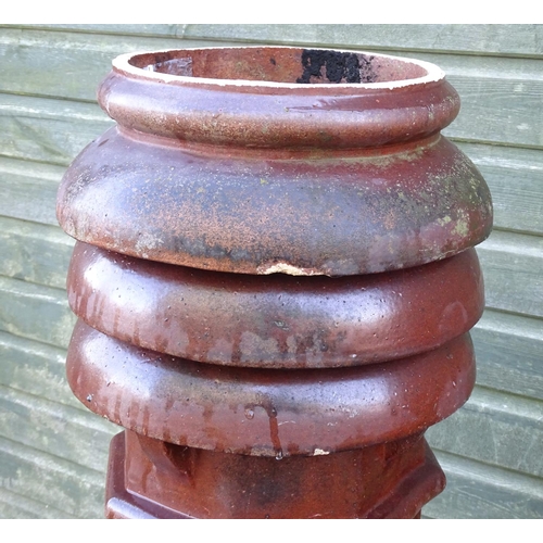 795 - Garden & Architectural, Salvage: a large Victorian salt glazed three ring louvre chimney pot, approx... 