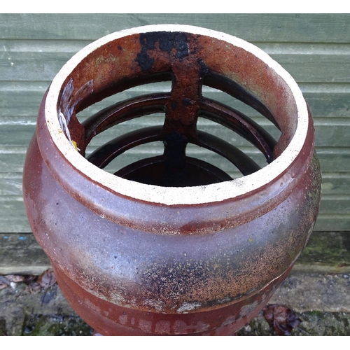 795 - Garden & Architectural, Salvage: a large Victorian salt glazed three ring louvre chimney pot, approx... 