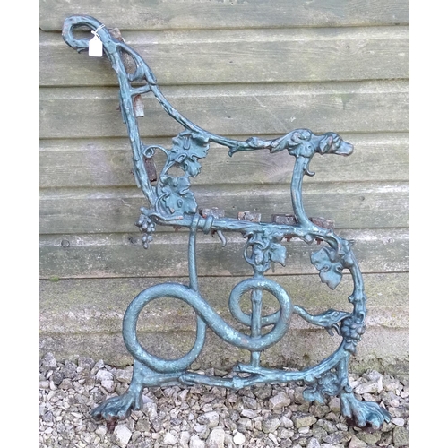 799 - A mid 19thC Coalbrookdale style cast iron table frame, 
decorated with serpent and grapes (see desig... 