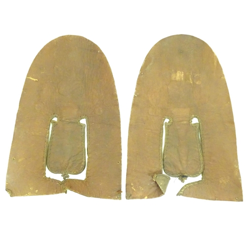 1008 - A pair of native American Indian leather moccasin shoe covers with embroidered decoration. Approx. 1... 