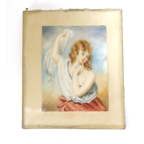 815 - A 19thC watercolour portrait miniature after John Wood (1801–1870), depicting a Sylph. Ascribed vers... 