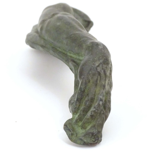 819 - A 19thC cast bronze sculpture modelled as the right arm and hand of a man. Approx. 10 1/4