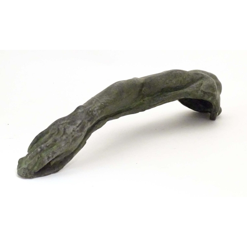 819 - A 19thC cast bronze sculpture modelled as the right arm and hand of a man. Approx. 10 1/4