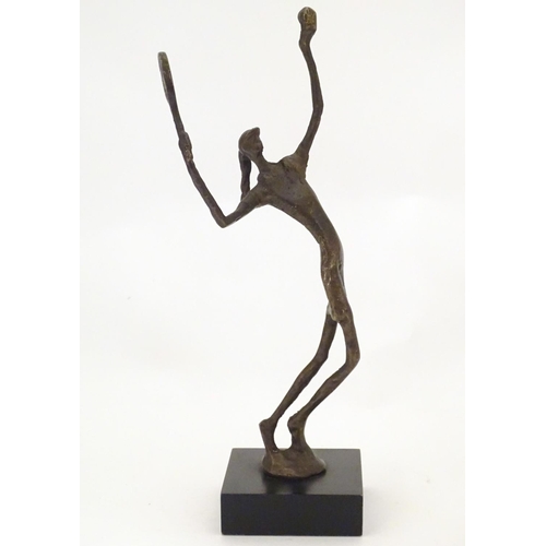 828 - A late 20th / early 21stC Bronzart Casting Company bronze sculpture Match Point, modelled as a femal... 