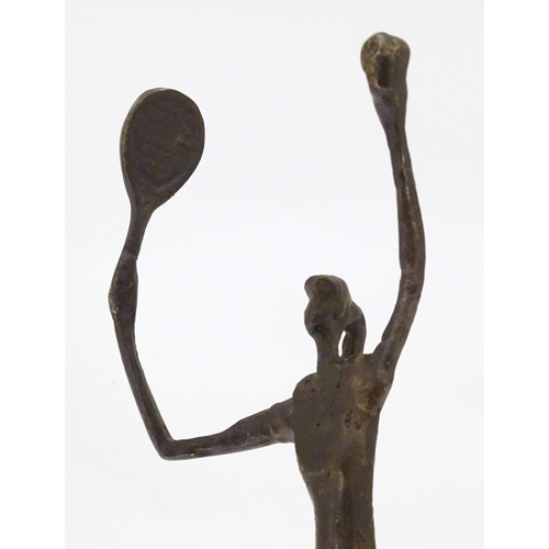 828 - A late 20th / early 21stC Bronzart Casting Company bronze sculpture Match Point, modelled as a femal... 