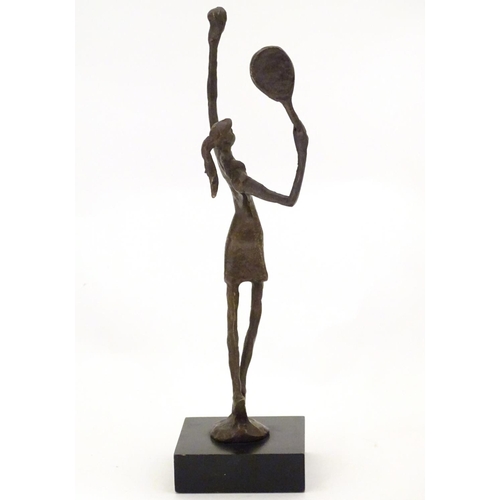 828 - A late 20th / early 21stC Bronzart Casting Company bronze sculpture Match Point, modelled as a femal... 