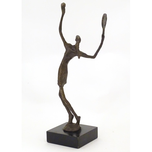 828 - A late 20th / early 21stC Bronzart Casting Company bronze sculpture Match Point, modelled as a femal... 