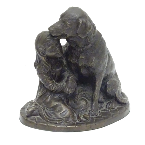 930 - A heritage model of a dog and child by A Wynn. in bronzed finish. 6