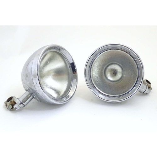 938 - Automobilia : A pair of 1930's car headlamps by Rotax, with chromed finish and frosted glass, each 9... 