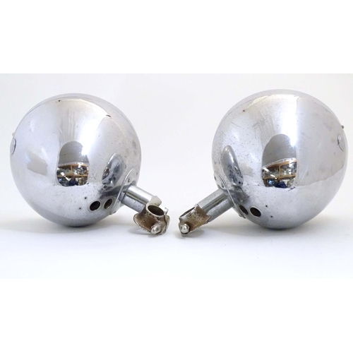 938 - Automobilia : A pair of 1930's car headlamps by Rotax, with chromed finish and frosted glass, each 9... 