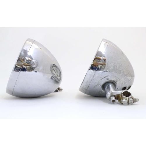 938 - Automobilia : A pair of 1930's car headlamps by Rotax, with chromed finish and frosted glass, each 9... 