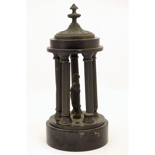 951 - A 19thC stylised model of the Temple of Venus on a turned marble socle. Approx. 9 3/4