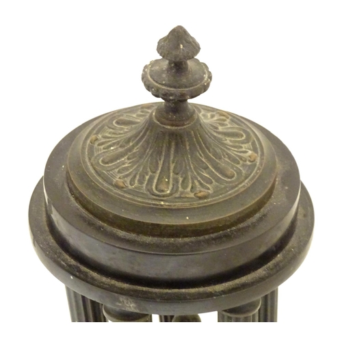 951 - A 19thC stylised model of the Temple of Venus on a turned marble socle. Approx. 9 3/4