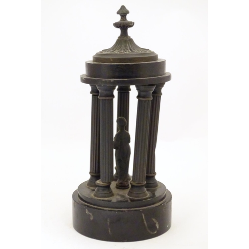 951 - A 19thC stylised model of the Temple of Venus on a turned marble socle. Approx. 9 3/4