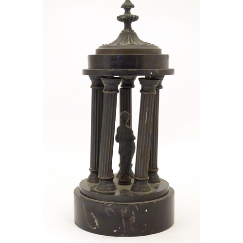 951 - A 19thC stylised model of the Temple of Venus on a turned marble socle. Approx. 9 3/4